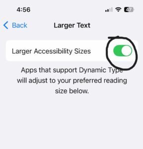 Larger Text tap to turn green